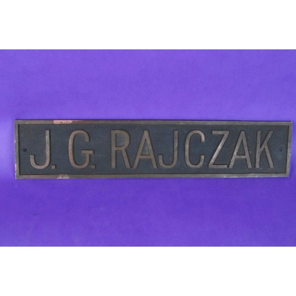 Vintage Solid copper nameplate J. G. Rajczak - Picture 1 of 5